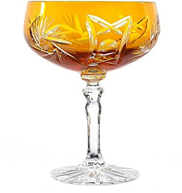 Sektglas Sektschale Sektkelch Schleuderstern 200 ml Gelb Handgeschliffen Kristallglas