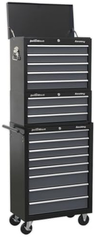 Sealey AP35STACK Tool Chest Combination 16 Drawer with Ball Bearing Slides - Black/Grey