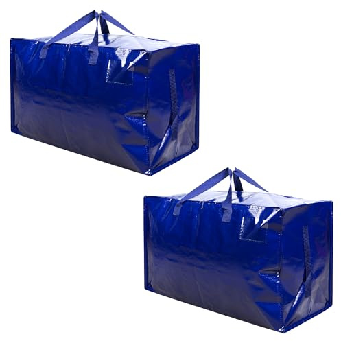 VENO Paquete de 2 bolsas de almacenamiento grandes de gran tamaño con cremalleras y bolsillo para etiquetas para mudanzas, almacenamiento de ropa, bolsa de lavandería, embalaje, artículos esenciales