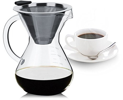 400ml Pour Over Kaffeebereiter mit Permanentfilter, Hand Tropf Gießen Kaffeekanne, Manuelle Kaffeemaschine, Geeignet für Eiskaffee und Tee Stylishes Geschenk Für Kaffeeliebhaber