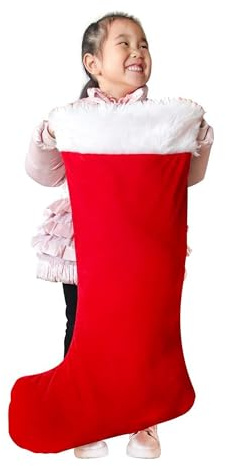 MSYO Giant Christmas Stocking - Super Soft Velvet Buffalo Plaid with Plush Cuff, Extra Large Xmas Stocking for Fireplace, Stairs, Mantel - Festive Holiday Home Decor for Christmas Tree(Red)