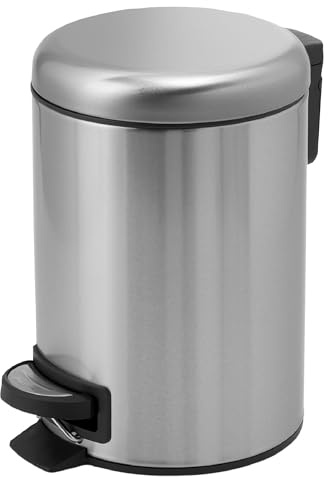 GEDY G-Potty pattumiera bagno satinata 5 L, Misure: 27,5X20,6X26,8 CM, In acciaio inox e polipropilene, Cestino bagno con chiusura soft close, Cestino removibile, Design R&S Gedy, 2 anni di garanzia