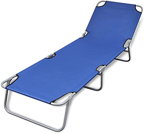 Gartenliege, Sonnenliege, klappbar Dreibeinliege, Loungesessel mit Verstellbarer Rückenlehne, wetterfest, Pulverbeschichtetem Stahlrohr Das Gestell, 189 x 58 x 27 cm
