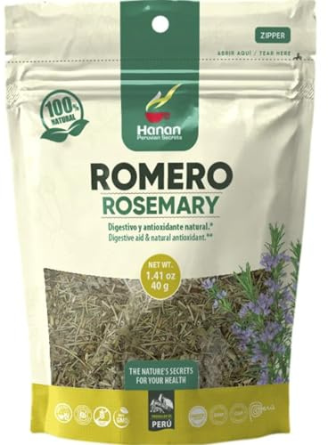 Rosemary Loose Leaf 1.4oz - Romero 40g, Dried Herbs from Peru for Herbal Tea, Cooking, Recipes, Mediterranean Cuisine - Rosmarinus officinalis Leaves