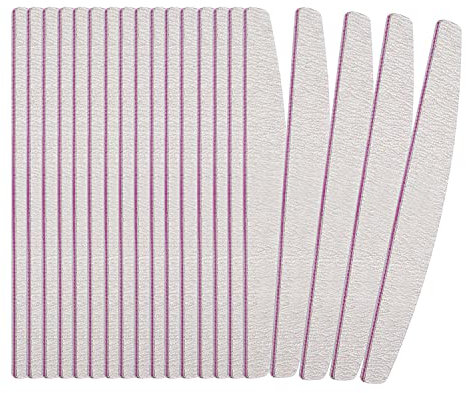 Nagelfeilen, 20 Packe Professionelles Nageldateiset, Feilen für Gelnägel 100/180 Grit, Nagel Buffer Block für natürliche Nägel und Gelnägel, Bananenfeile Nagelfeilen Doppelseitige