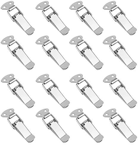 Set di 16 Pezzi Fermaglio a Molla con Chiusura a Leva in Acciaio Inossidabile per Cassetta degli Attrezzi, Cassetto, Armadietto – Chiusura Sicura e Robusta, Ideale per Protezione