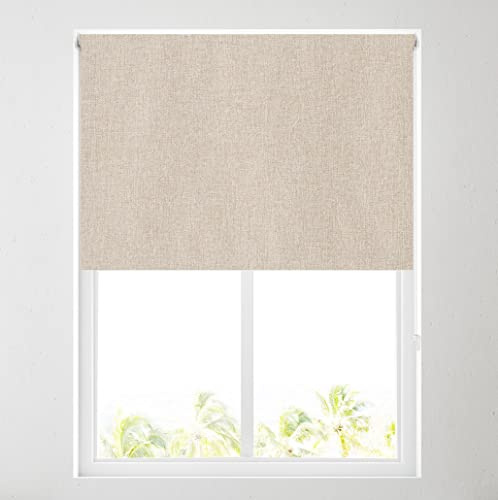 Barnes Blinds - Ara Soft Touch Blackout Roller Blinds for Windows, Custom Cut to Size - Black Out Thermal Fabric Durable Fittings Easy Fit - Roller Blind (Natural 61cm)