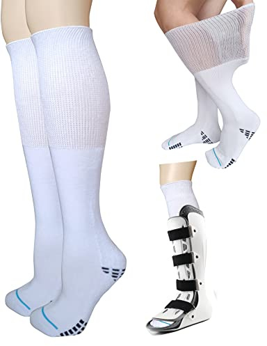 Rodillera de repuesto para botas ortopédicas de caminar, calcetines de tubo médico para caminar debajo de la leva y botas de fractura, calcetines de fundición de aire, 2 pares