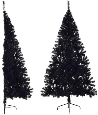 vidaXL Künstlicher Halb-Weihnachtsbaum mit Ständer Schwarz 210 cm PVC
