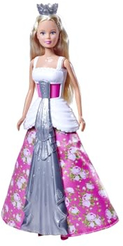 Simba 105733655 - Steffi Love Puppe Wedding Magic mit 2-in-1 Kleid - Puppe Steffi (29 cm) mit wechselndem Hochzeitskleid (weiß-silbern) und Prinzessinnen-Kleid (rosa) für Kinder ab 3 Jahre