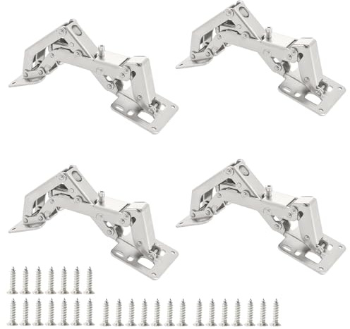 Qrity 4 PCS 130-175 Degree Adjustable Cabinet Hinges, Hydraulic, No Noise, Soft Close Cabinet Hinges with Screws, for Cabinet, Cupboards, Wardrobe | Adjustable Mounting Concealed Hinges, 175° Wide Opening Hydraulic Soft-Close Frameless Cabinet Hinges for Furniture