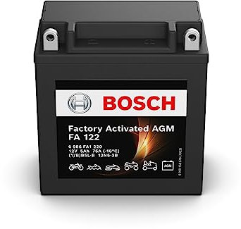 Bosch FA122 - Batteria AGM per motocicli - 12V 75A 5Ah - Adatta per moto, motociclette, enduro, scooter, quad, moto d'acqua - Compatibile M4F18, BB5L-B, 12N5-3B