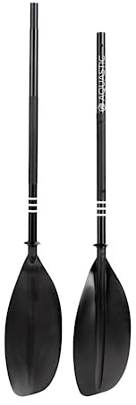 AQUASTIC Kanu-Paddel 2-teilig 220 cm lang leichte Aluminium-Konstruktion Robustes Riemenblatt aus Glasfaser asymmetrisch beidseitig, schwarz AQS-KPD001
