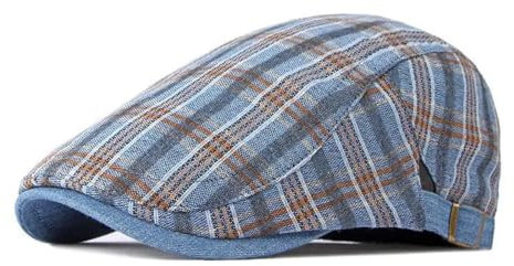 WOYUANSHA Barett Baskenmützen Für Herren Baumwolle Plaid Print Caps Flache Schirmmütze Männer Frauen Maler Baskenmütze Hüte 55-60 Cmwear SkyBlue
