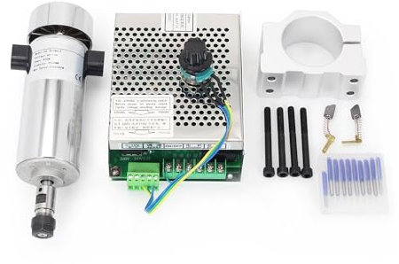 Moteur de broche CNC Kits de broches CNC Kit de moteur de broche refroidi par Air CNC 800W ER11 DC, 52mm, 20000 tr/min + régulateur de vitesse avec alimentation Pour fraiseuse de gravure de routeur CN