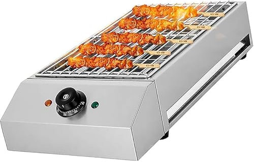 Machine de gril d'intérieur sans fumée, barbecue électrique portable sans fumée de 2800 W, plage de température de 50 à 300 °C, conception de tube chauffant en forme de U, avec bac d'égouttage rempli,