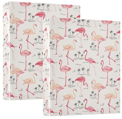 Flamingo Hope Retro Tree Drei-Ring-Ordner 1 und 1/2 Zoll Ordner mit Tascheneinband, 1/2 Packungen, Ordner für Studenten, 200 Blatt