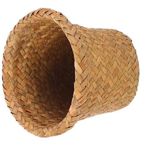 ANDRESLAD Poubelle Tissée Ronde l 21x18 Cm Osier Naturel Multifonction Stockage Et Rangement Pour Maison La Cuisine Orange