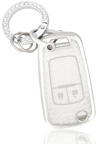 OFF WE GO Autoschlüssel Hülle für Opel Schlüssel Hülle Schlüsselhülle Cover für Aveo Cruze Corsa Mokka Adam Astra Zafira Insignia Schlüsselcover Schutz Gehäuse mit Schlüsselanhänge, Weiß