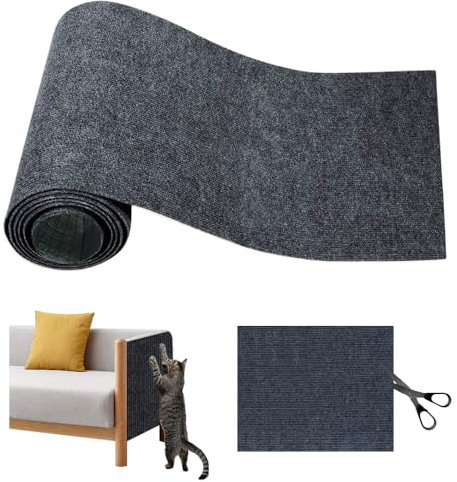 Bieiyhe Kratzmatte Katze Selbstklebend, Kratzteppich Katzen Kratzmatte Wand Kratzschutz, Cat Scratching Mat Sofa, Kratzfolie Katzenkratzbretter DIY Trimmbarer für Schützt Möbel -40 x 200 cm Dunkelgrau