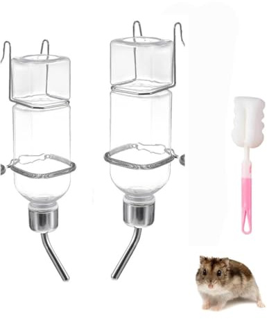 2pcs Bebedero Conejo, Botellas De Agua para Conejo, Bebedero Hamster Bebederos para Roedores - Dispensador De Agua para Animales Pequeños - 180ml+350 Ml Colgando Botella De Alimentación