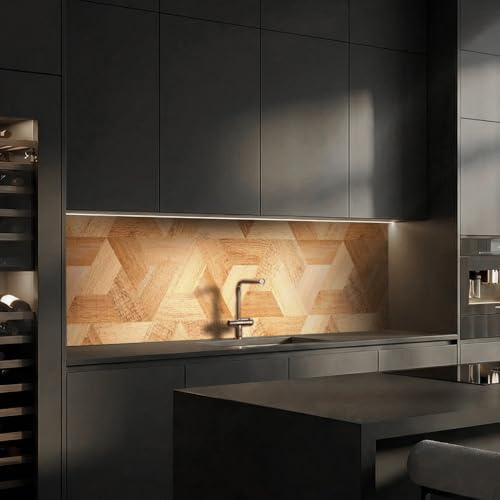 Dedeco Küchenrückwand Motiv: Holz V4, 5mm Hartschaum Kunststoffplatte PVC als Spritzschutz Fliesenspiegel zum Aufkleben Wandschutz wasserfest, UV-Lack matt, alle Untergründe, 220 x 60 cm