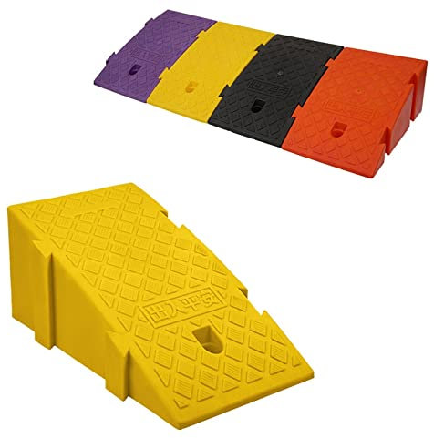 SFNIOKFG Tragbare Bordsteinrampe, Bordsteinrampen aus PVC-Kunststoff, 16/19 cm hohe Rampen für Garage, Gehweg, LKW, Roller, Fahrrad, Motorrad, Rollstuhlmobilität (Farbe: Gelb, Größe: 45 x 2