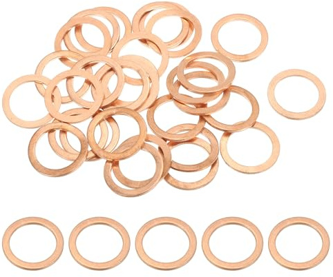 PATIKIL 30pcs Arandela de Cobre M18, Anillo de Sellado, 24x18x1.5mm(OD*ID*Grosor) Junta Plana Métrica Crush Accesorios Hidráulicos para Tornillos Perno Tapones de Cárter Drenaje de Aceite