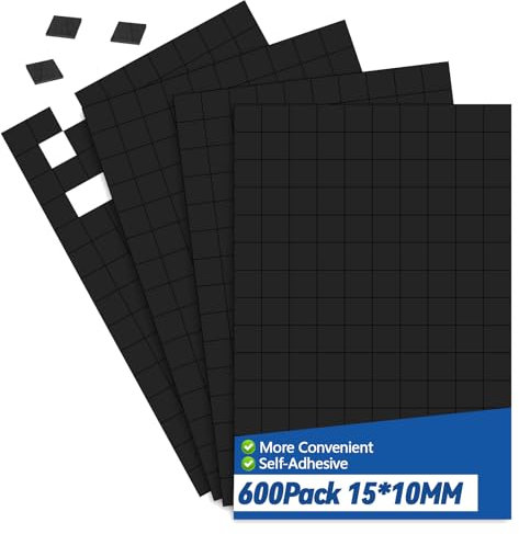 600 Pièces Aimants Autocollants, 1 x 1 cm Plaque Magnétique Adhésive Aimant Plat pour École, Bureau, Tableau Blanc, Réfrigérateur