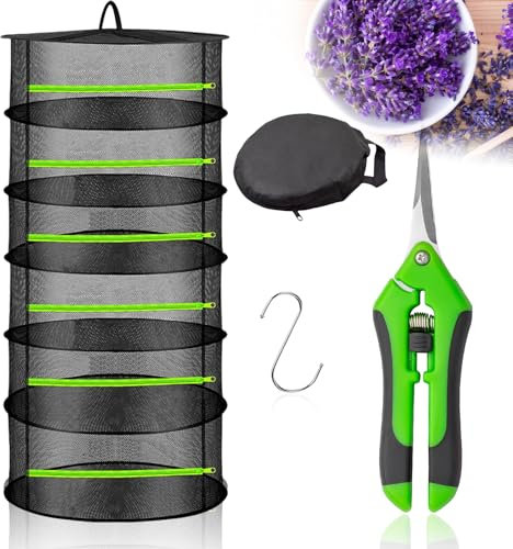 BORDEAG Rete Essiccazione Erbe, 120 * 60 cm Essiccazione Delle Erbe, Essiccatore Per Erbe Pieghevole, Stendino Per Erbe Aromatiche Rete Da Appendere Per Erbe, Fiori, Lampadine, Pesce, Etc(6 Strati)