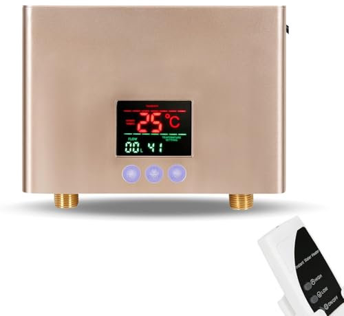 Chauffe-eau électrique, chauffe-eau instantané, Chauffe-eau Sans Réservoir, Mini Chauffe-eau Électrique Instantané 3000W, Affichage LED, Chauffe-eau À La Demande Avec Télécommande pour cuisine salle d