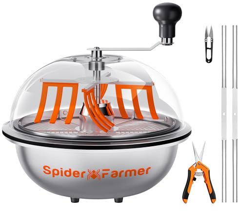 Spider Farmer 33 cm (13 tum) BowlTrimmer maskin Twisted Spin Cut för växtknoppar och blomma med vassa blad av rostfritt stål och beskärningssax för trädgårdsarbete