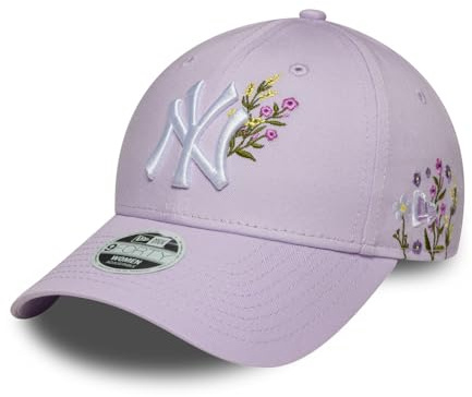 New Era 9Forty WMNS Floral Icon Yankees Cap Basecap Baseballcap Curved Brim Damencap NY Damen/Strapback - Snapback, mit Schirm Frühling-Sommer Sommer - One Size lila