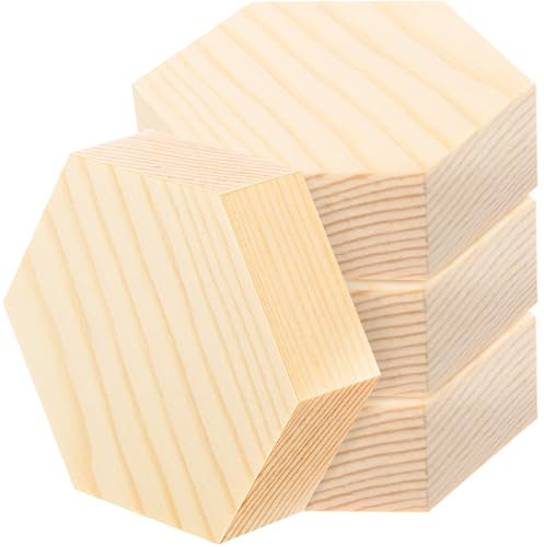 Angoily 4stücke Sechseckige Holzscheiben Unfinished Diy Holz Stücke Decor Holzverzierungen Holzscheibe Leere Holzstücke Unfertige Holzausschnitte Sechseckige Ausschnitte
