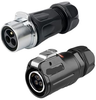 KNUUXHDDK Conector de Cable eléctrico Impermeable M24 35A LP24 de 2 y 3 Pines con zócalo de Panel de liberación rápida y Conector de Clavija de Soldadura(Type F Set,3P)