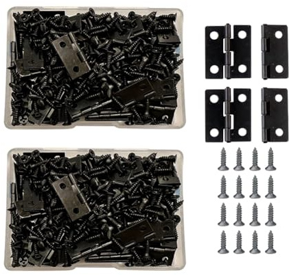 JIHUOO 100 Stück 15 x 18 mm kleine Metallscharniere für Holzkisten, Mini-Handwerksscharniere, Holz, Schmuckschatulle, Scharniere, Bilderrahmen, Schrank, Schublade, Stoßscharniere, Hardware mit 400