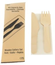 250 Kits Couverts Jetables en Bois – Couteau, Fourchette, Cuillère Dessert, Serviette – Écologiques, Zéro Déchet, Idéal Restauration, Traiteur, Événements, Repas à Emporter (3, Kit 3 Pièces)