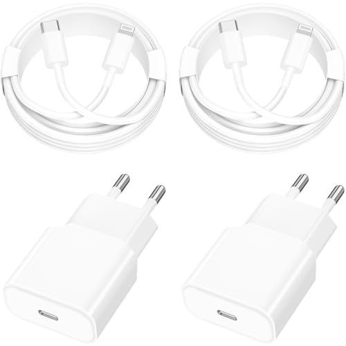 Certifié Apple MFi Chargeur iPhone 14, 4Pack 20W USB-C Chargeur Adaptateur | Rombica PD3.0 Chargeur Secteur Mural Type-C Charge Rapide + Câble Lightning 2M Pour iPhone 14 13 12 11 Pro Max XS XR X iPad