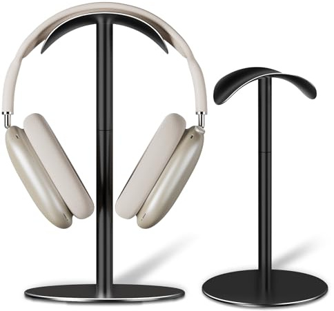 Bricok Aluminum Alloy Headphone Stand for Desk Compatible with AirPods Max PC Game Telephone Headsets ,Desk Earphone Stand,Gaming Headphones Shelf,Space-saving & Easy to Store(Black)