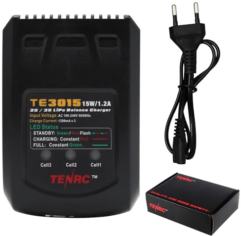 Tosiicop Lipo Akku Ladegerät - 7.4V 11.1V Lipo Battery Balancer Charger für 2S 3S Akku Ladegerät mit 15W 1.2A Schnell Ladekabel für RC Auto Boat Airplane Monstertruck Quadcopter Airsoft SCX24 SCX10