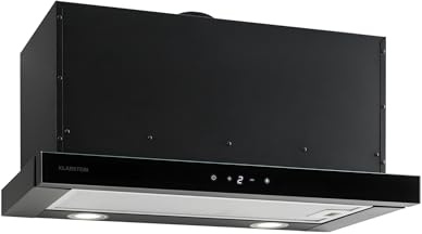 Klarstein Vinea Substructure Cooker Hood - Kitchen Extractor Fan, Extractor Hood, Pull-Out Flat Screen Hood, Air Output Up to 610 m3/h, 2 Interchangeable Dishwasher-Proof Grease Filters, Black