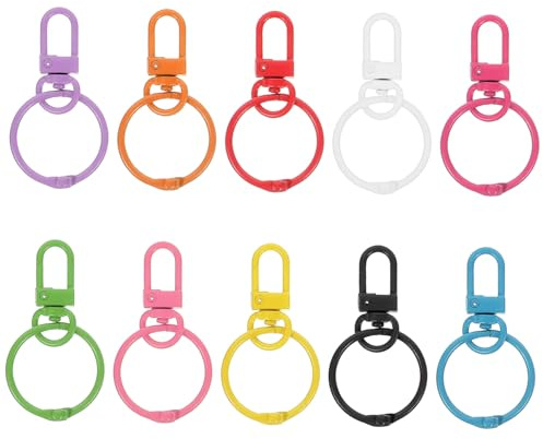 TIDTALEO 10pcs Rotatable Lobster Claw Clasps Key Rings DIY Keychain Accessories Bulk Mixed Colors for Wallet Straps and Purse Hooks