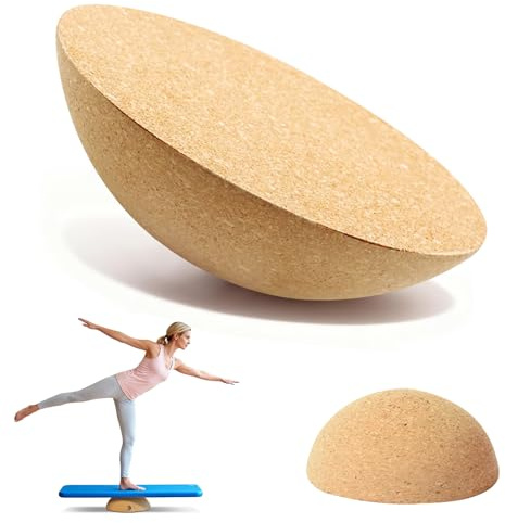 Kork Halbkugel Balance Board, Massives Naturkork Antirutsch, Gleichgewichtstrainer Ø15 cm H 7,5 cm, Passend für Balanceboards Wackelbretter, Für Fitness Yoga Pilates Reha Boardsport Erwachsene Kinder