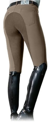 GIYXHU Ridbyxor Ridbyxor dam vardaglig stretch cykling leggings ryttare hästsport smala byxor, Khaki, M