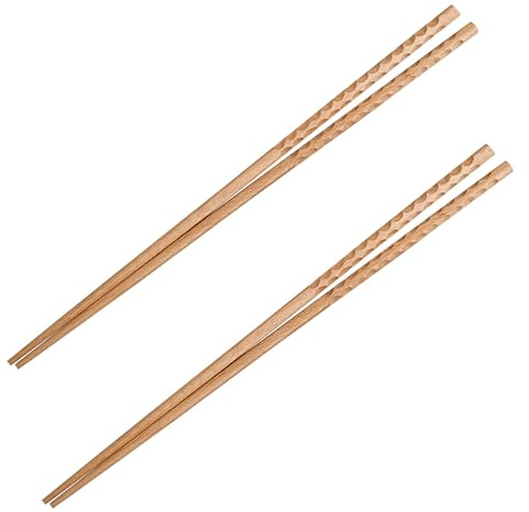 TOYANDONA Palillos Largos de Madera de 42 CM 2 Pares para Cocinar Freír y Olla Caliente Palillos Multifunción para Fideos y Uso en Restaurante y Hogar
