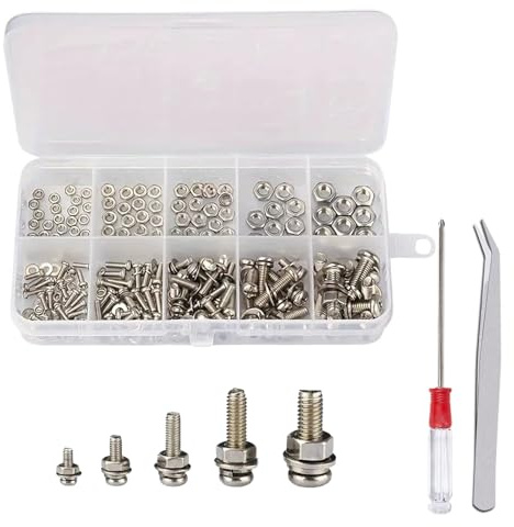 320PCS Bolts and Nuts Set, M2-M5 Bolts, Includes Tweezers and Screwdriver, Suitable for Domestic, Commercial and Industrial Use.
