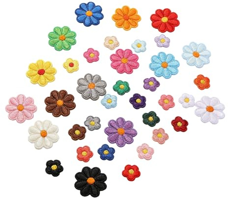 37 Stück Bügelflicken Zum Aufbügeln,Bügelbilder Blumen Patches Aufbügelflicken für Textilien Kinder Erwachsene,Florale Bestickte Stoffaufnäher Applikationen,Flicken für Jeans Hemden Hut DIY Zubehör