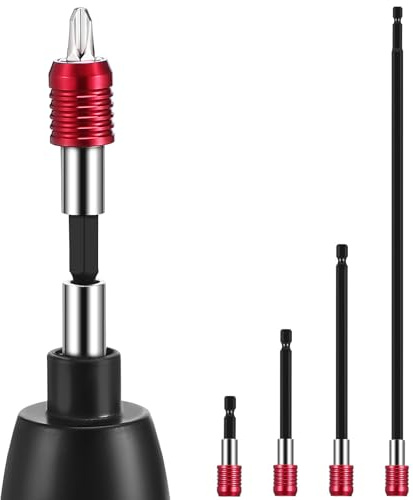 MALUGOGO Juego de 4 piezas de extensión de broca hexagonal de 1/4 pulgadas, juego de soportes de brocas de extensión de destornillador de impacto de 6 cm, 10 cm, 15 cm, 30 cm, varillas para accesorios