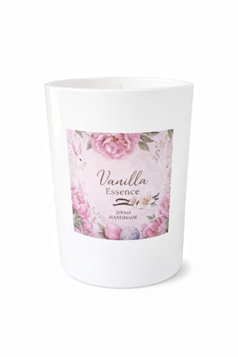 Vanille Duftkerze im Glas – Osterkerze mit Hase & Blumen Design | Handgemachte Sojawachs Kerze | Frühlings- & Osterdeko Geschenk | 200 ml | MucizeGifty