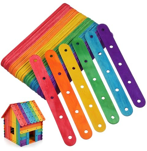Vaguelly 100piezas Palos de Madera para Manualidades y Postres Palitos de Helado de Colores con Roble Multiusos para DIY Decoración y Brochetas de Chuches